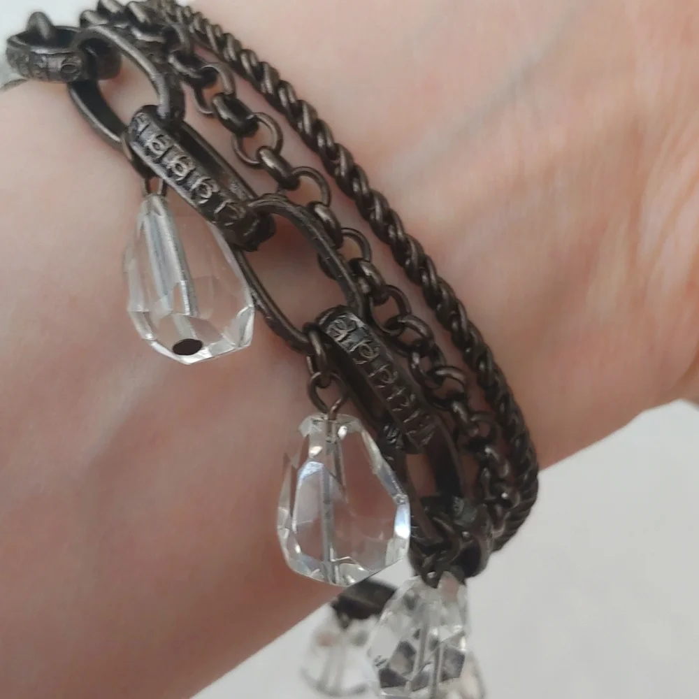 SALE: White House Black Market Triple Chain Bracelet with Dangling Crystals - Picture 2 of 7